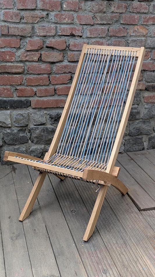 Scaun gradina din lemn masiv de stejar, tip sezlong, pliabil, 120 x 50 cm